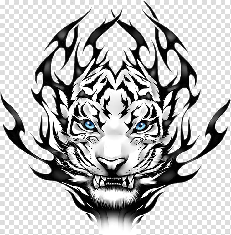 white and black tiger illustration, White Tiger Martial Arts Tattoo , tiger transparent background PNG clipart