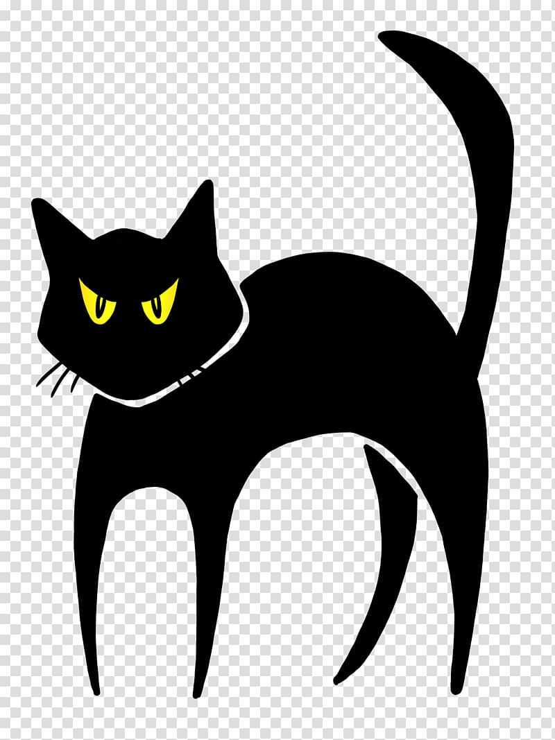 Black cat Drawing , Halloween Scary Cat transparent background PNG clipart