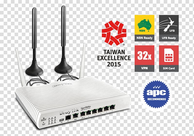 DrayTek Wide area network Wireless router DSL modem, Apc Auto Parts transparent background PNG clipart