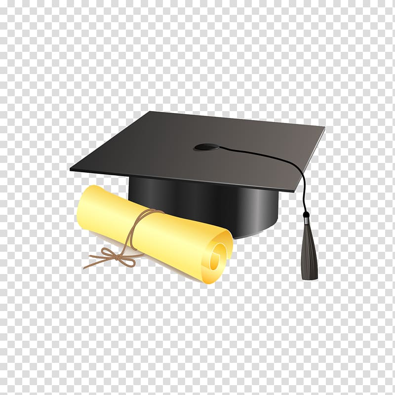 black mortar board , Square academic cap Graduation ceremony Diploma , Bachelor cap transparent background PNG clipart