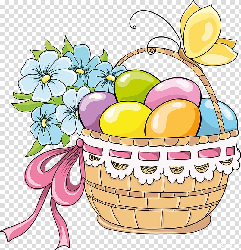 Drawing Easter basket, Easter transparent background PNG clipart