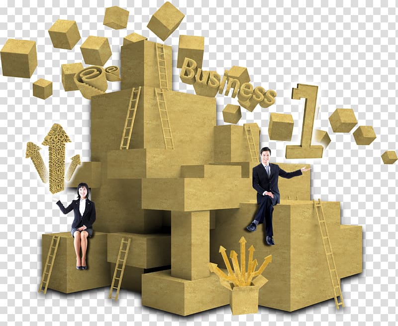 Paper Poster, Business men and women on cardboard boxes transparent background PNG clipart
