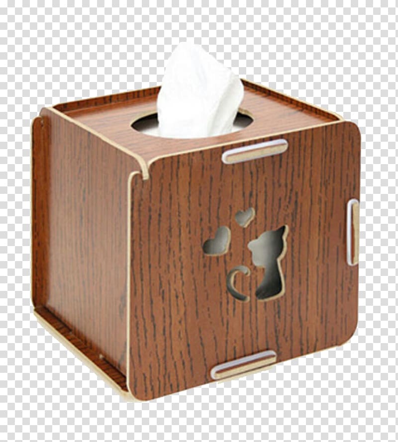 Tissue paper Box Wood Creativity, Tissue box brown hollow transparent background PNG clipart