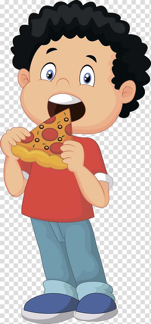 boy eating pizza illustration, Pizza delivery Eating , Eating children transparent background PNG clipart