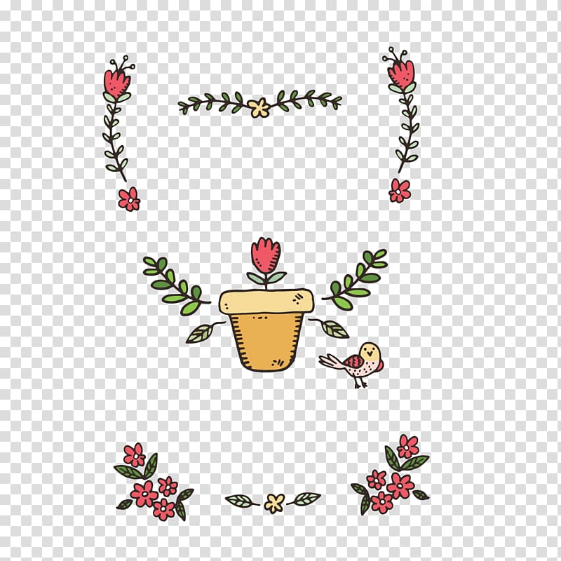 Flowerpot Bonsai Plant Euclidean , Hand painted red flower pot transparent background PNG clipart