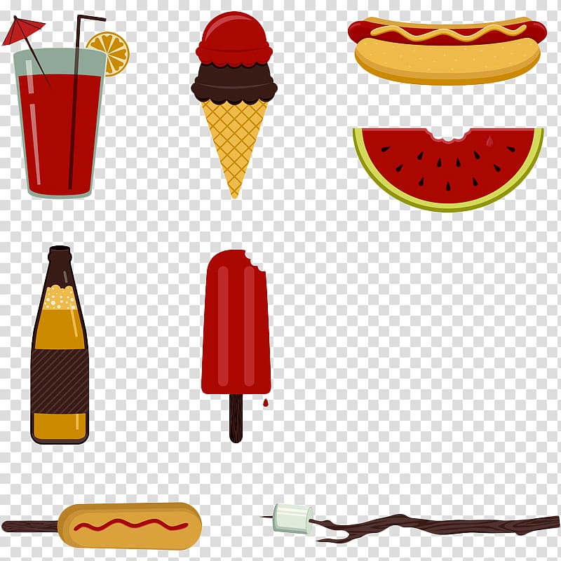 Chocolate ice cream Cocktail Juice Ice pop, Cartoon ice cream, watermelon slice, hot dog transparent background PNG clipart