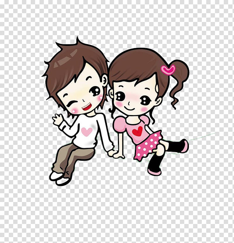 boy and girl illustration, Cartoon Animation Love Drawing couple, Together cartoon cute couple transparent background PNG clipart