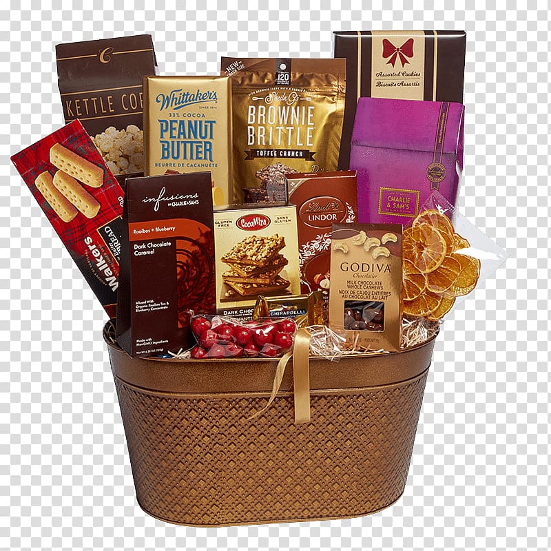 Food Gift Baskets Hamper Confectionery, godiva dark chocolate gift baskets transparent background PNG clipart