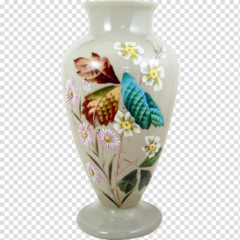 Vase Opaline glass Paint Ceramic, hand painted flowers transparent background PNG clipart