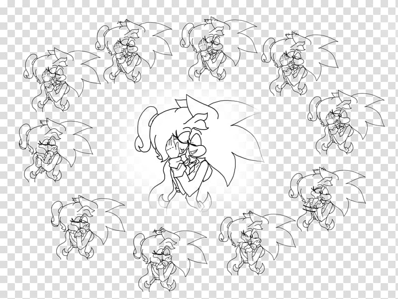 Line art Cartoon Character Sketch, sonic crying transparent background PNG clipart