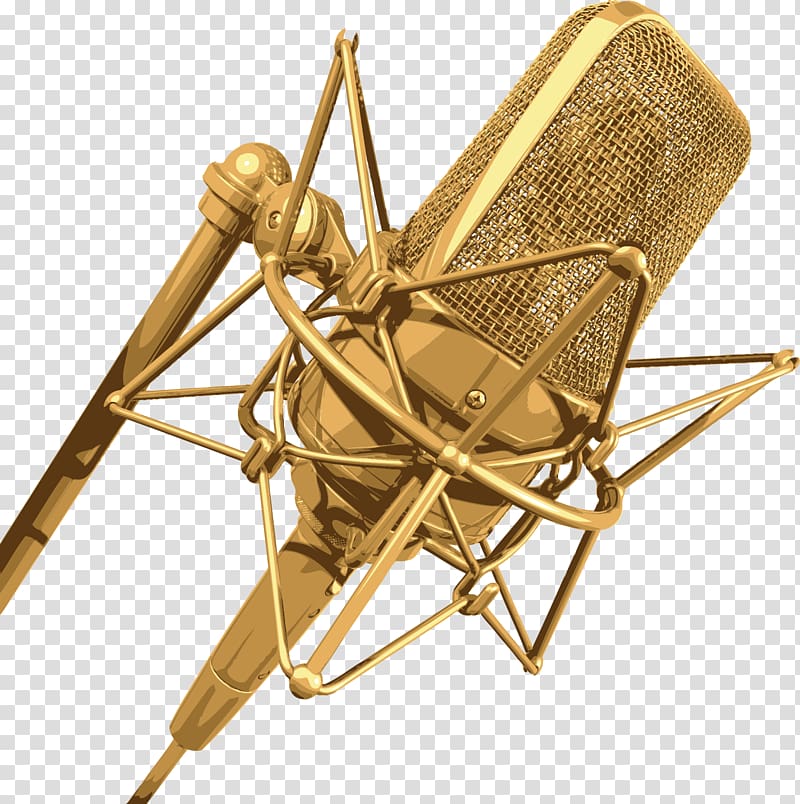 Microphone Music, Golden Microphone transparent background PNG clipart