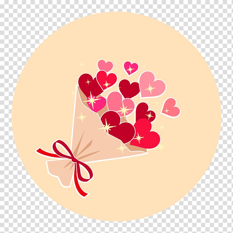 Bouquet of Heart Red with round background color.p, others transparent background PNG clipart