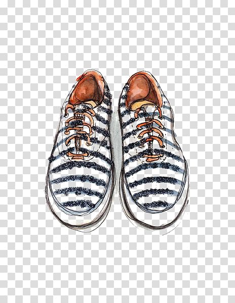 pair of black-and-brown sneakers drawing art, Shoe Drawing Keds Illustration, Skateboard shoes transparent background PNG clipart