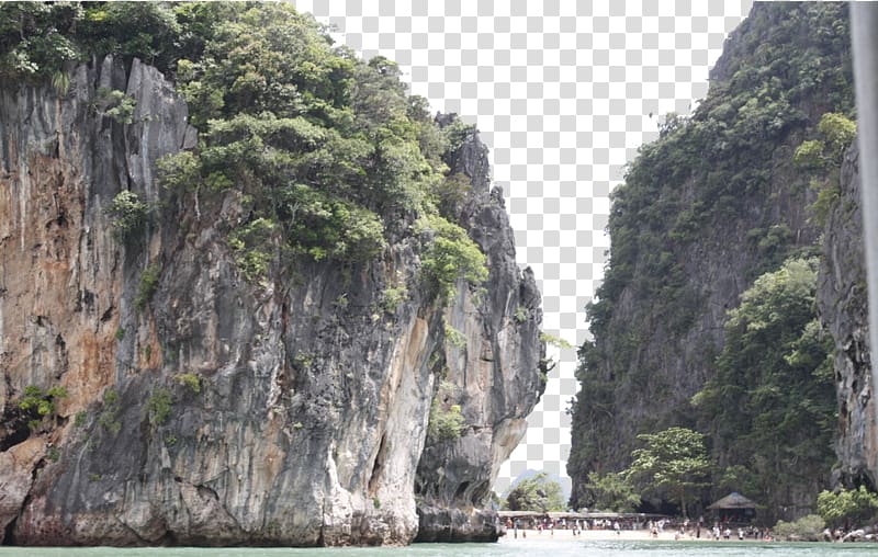 Khao Phing Kan Stone Mountain James Bond Island, Guilin landscape stone mountain transparent background PNG clipart