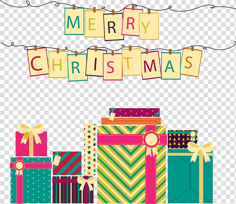 Christmas card Cross-stitch Pattern, Christmas gift boxes and font transparent background PNG clipart