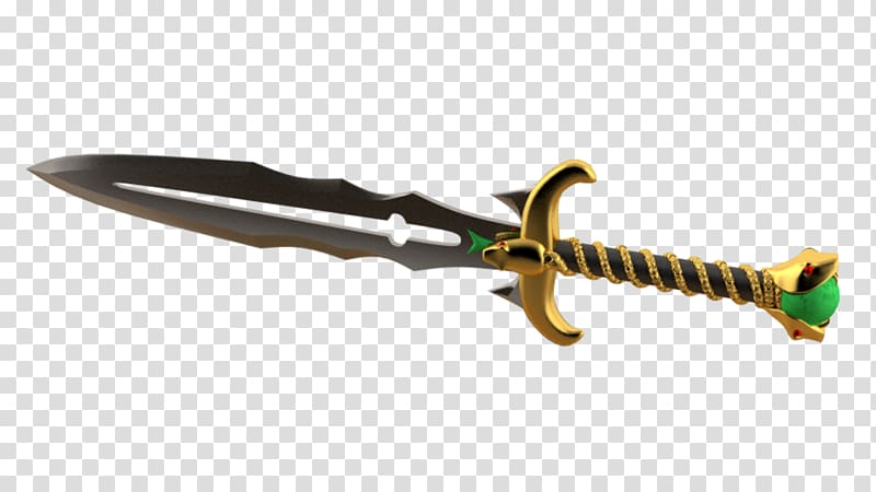 Bowie knife Dagger Ranged weapon, Gold three-dimensional figure 3 transparent background PNG clipart