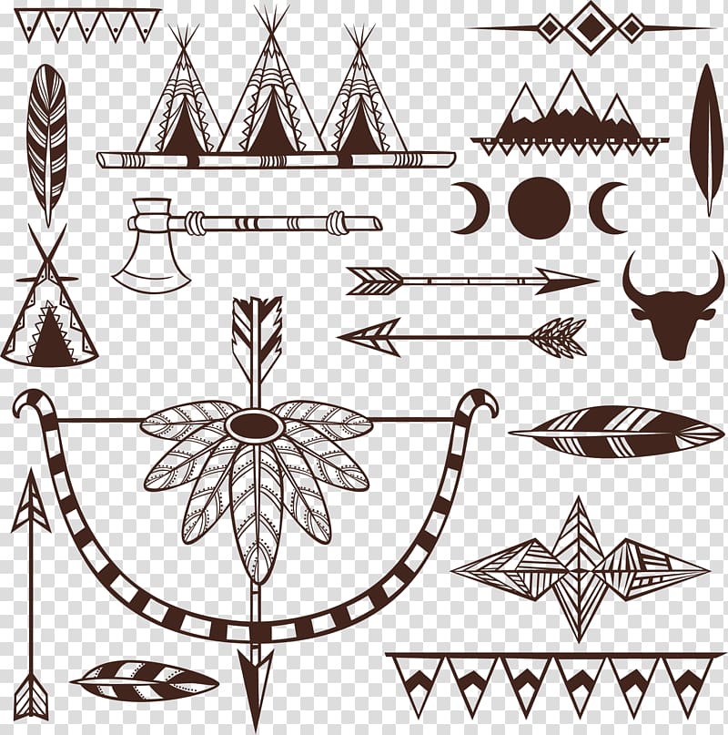 flowers and tipi tents art, Flat minority element transparent background PNG clipart