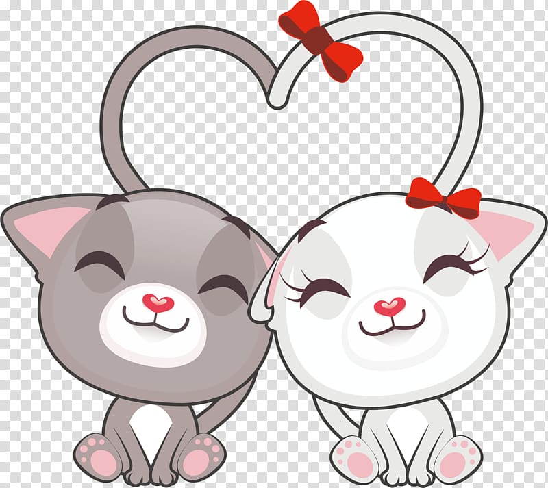 gray and white cat illustration, Cat Kitten, Snuggle two cats each other transparent background PNG clipart