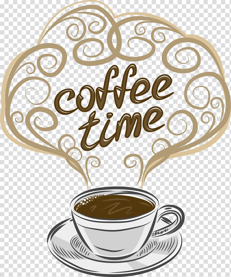 coffee on cup with saucer illustration, Coffee Cappuccino Tea Espresso Cafe, Hot coffee in the letter transparent background PNG clipart