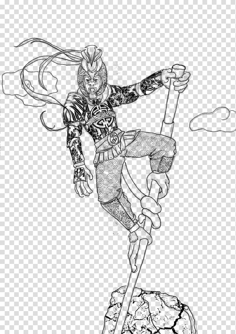 Drawing Comics artist Line art Sketch, monkey king transparent background PNG clipart