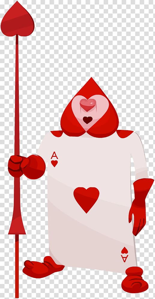 Alice in Wonderland Ace of Heart card, Queen of Hearts Cheshire Cat Alice The Mad Hatter Playing card, ace transparent background PNG clipart
