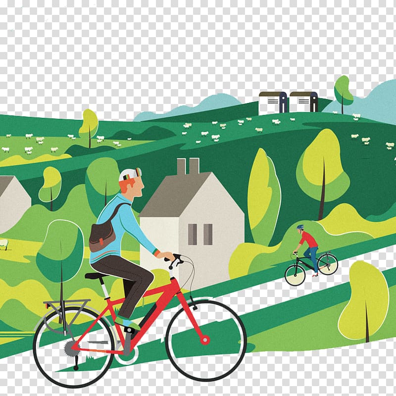 Visual arts Illustrator Digital illustration Bicycle Illustration, Cycling in mountain road transparent background PNG clipart