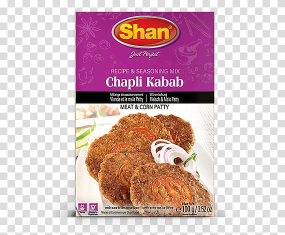 Chapli kebab Pakistani cuisine Spice mix Shan Food Industries, Frozen Non Vegetarian transparent background PNG clipart