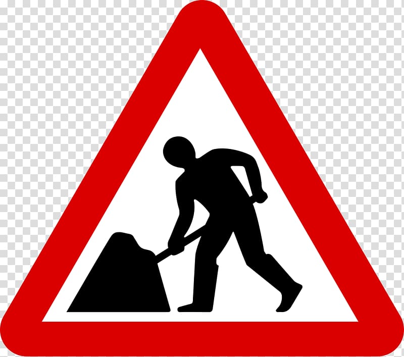man working sign, Traffic sign Men at Work Roadworks, Traffic Signs transparent background PNG clipart