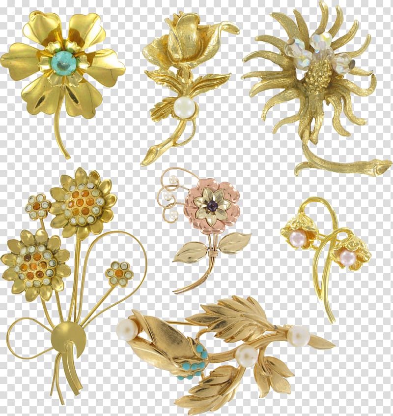 Floral design Earring Brooch Flower, Flower brooch transparent background PNG clipart