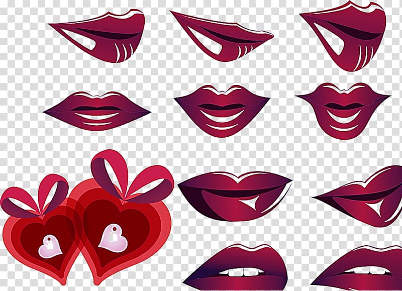 Lip Red, Rose Red Lips material transparent background PNG clipart