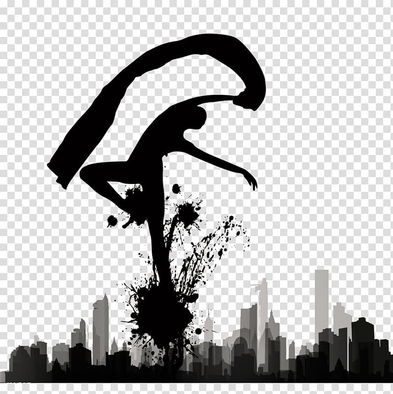 Dancer Silhouette Ballet, Dance City transparent background PNG clipart