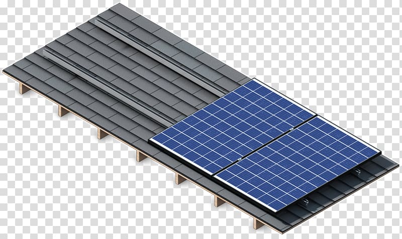 Solar Panels Metal roof Solar power voltaic mounting system, solar thermal system transparent background PNG clipart