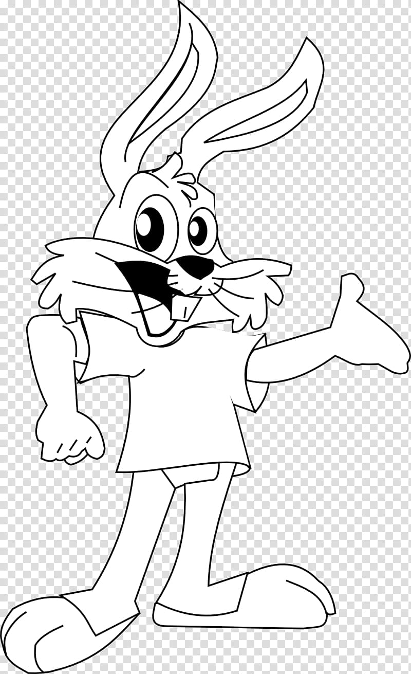 Rabbit Hare Line art Coloring book Ausmalbild, Black And White Bunny transparent background PNG clipart