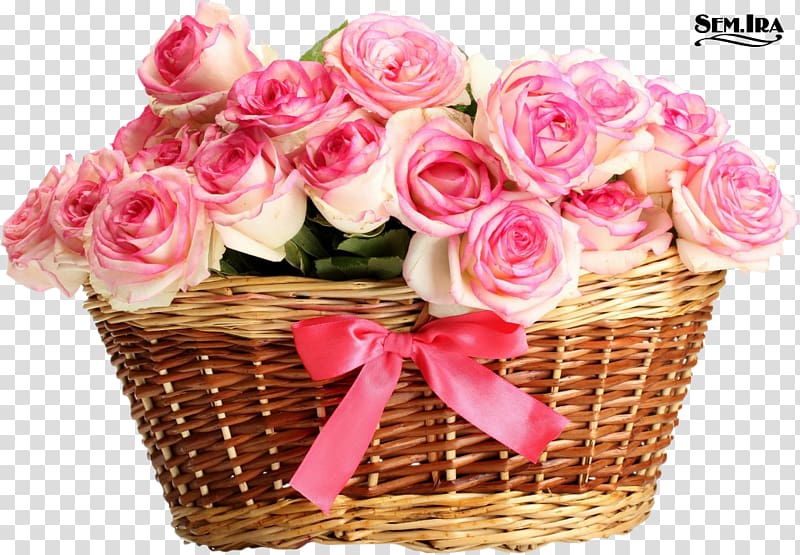 Basket Rose Flower bouquet Pink, rose transparent background PNG clipart