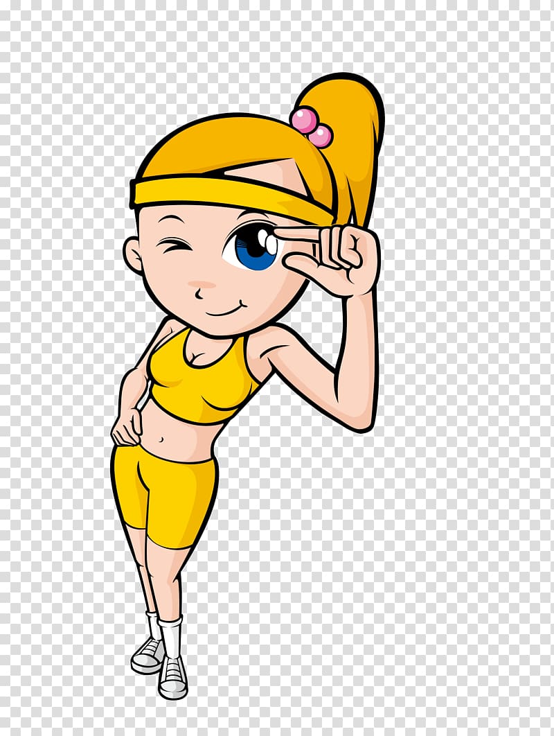 Bodybuilding Physical exercise Physical fitness Weight training, Cartoon bodybuilding big eyes beauty transparent background PNG clipart