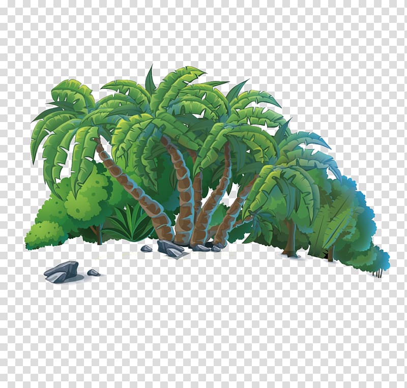Euclidean Island Coconut, Lush tropical coconut trees transparent background PNG clipart