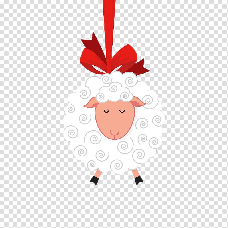 white sheep , Sheep Eid al-Adha Eid al-Fitr, cartoon sheep bow transparent background PNG clipart