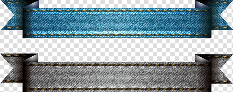 two blue and gray ribbon , Denim Textile Jeans Ribbon, denim fabric ribbon transparent background PNG clipart