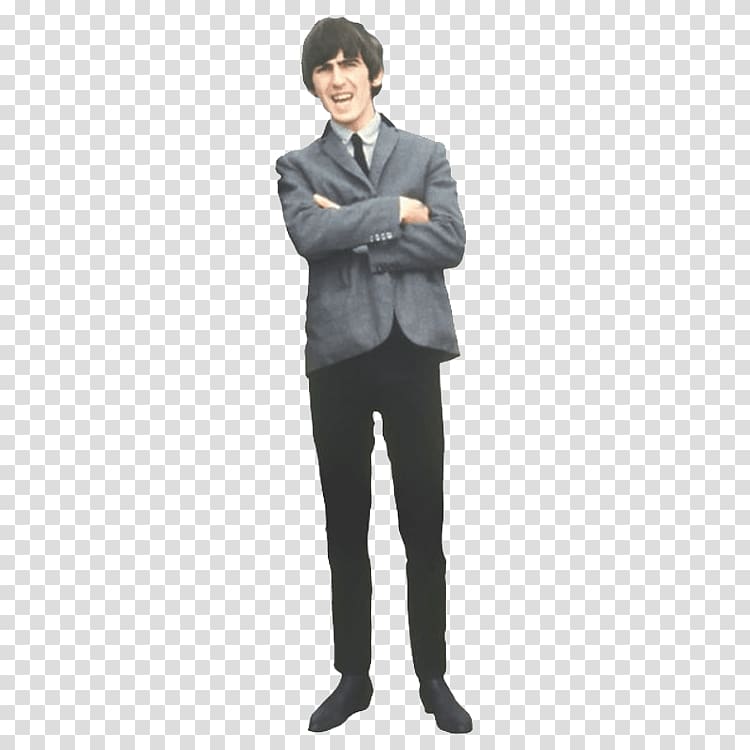 man wearing gray suit arms crossed, Georges Harrison transparent background PNG clipart