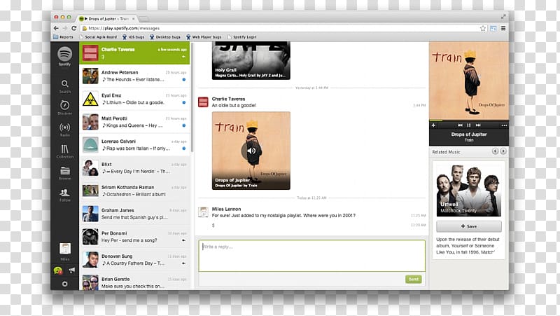 Web page Online chat Text Spotify Message, Deezer transparent background PNG clipart