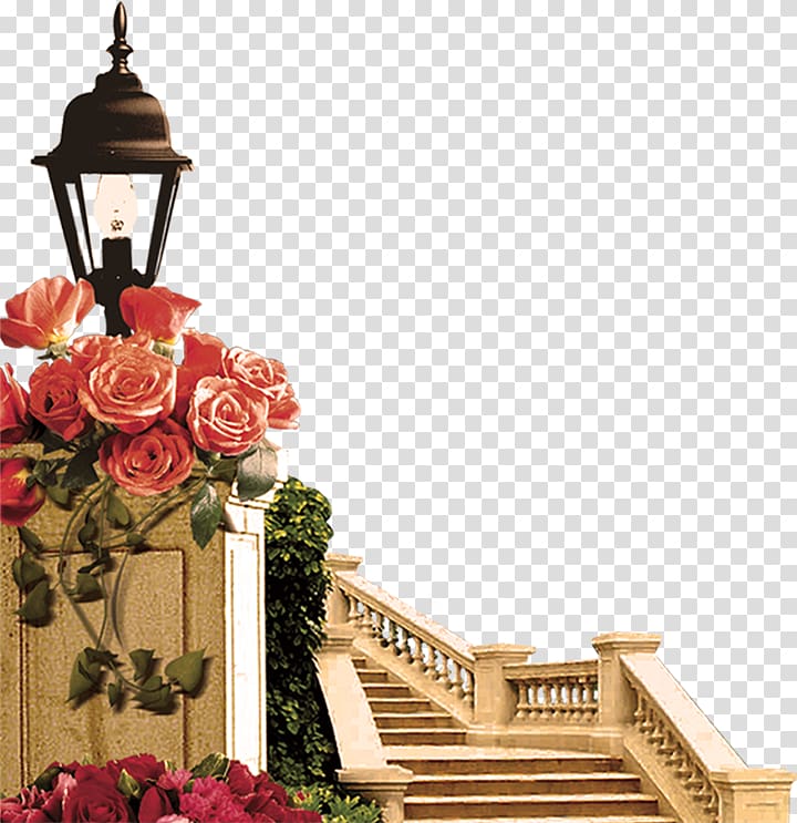 Villa Gratis Building, Flower stairs transparent background PNG clipart
