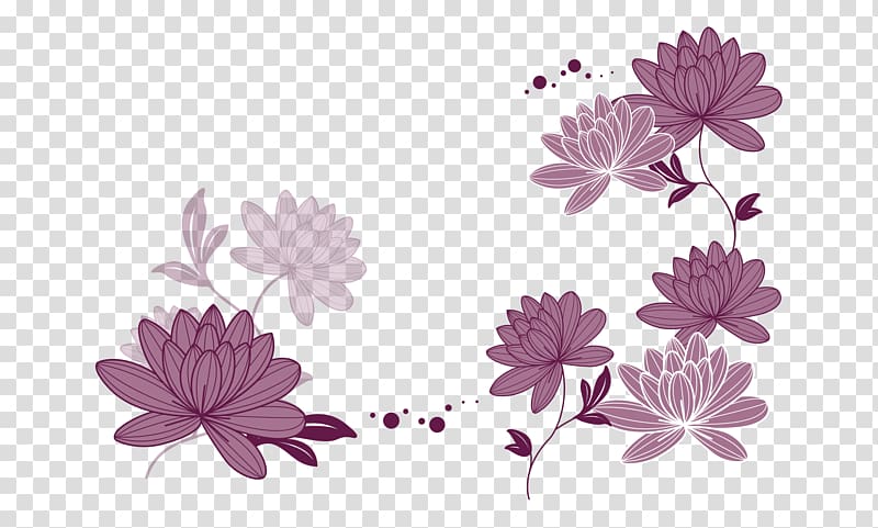 Purple Nelumbo nucifera, Hand-painted artwork beautiful purple lotus transparent background PNG clipart