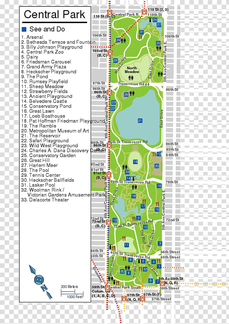 Central Park Urban park Midtown Manhattan Map, map transparent background PNG clipart