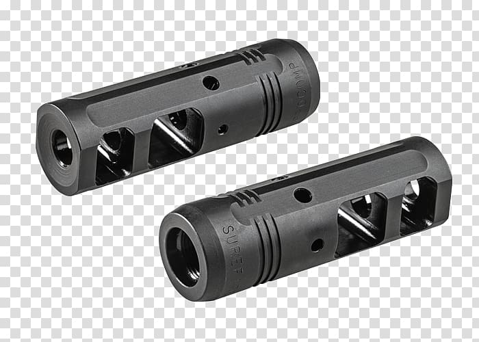 Flash suppressor Silencer Muzzle brake M4 carbine ArmaLite AR-10, 7.62 Mm Caliber transparent background PNG clipart