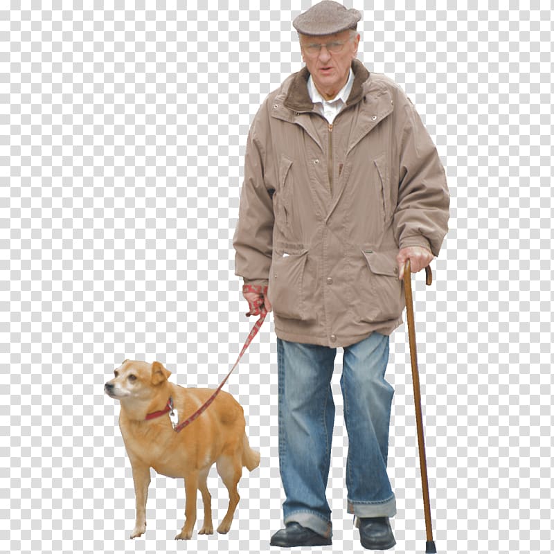 man walking with cane and dog, , Man And Dog transparent background PNG clipart