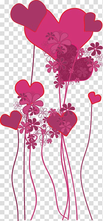 Floral design Visual arts Purple Heart, Purple heart-shaped floral pattern transparent background PNG clipart