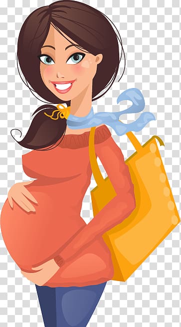 pregnant woman with bag , Pregnancy Woman Childbirth Illustration, Cartoon pregnant women material transparent background PNG clipart