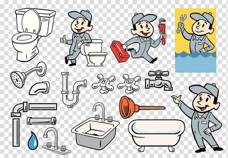 Plumber Plumbing Pipe Bathroom Illustration, Toilet workers transparent background PNG clipart