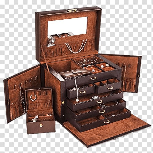 brown jewelry organizer, Leather Luxury Jewelry Box transparent background PNG clipart