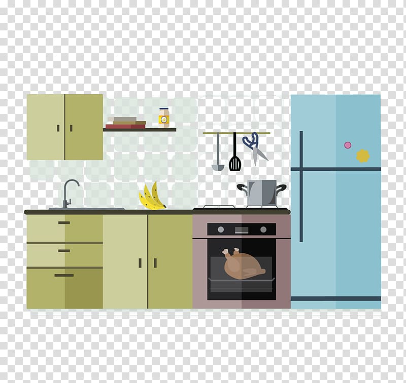 Interior Design Services Kitchen Furniture, Cartoon Kitchen transparent background PNG clipart